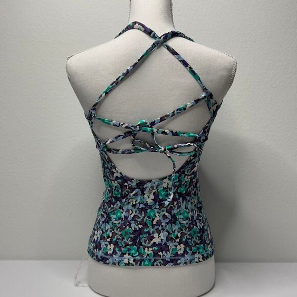Athleta Y2K Size Small Padded Floral Tank With Strappy Back Very Body Fitting - Picture 2 of 5